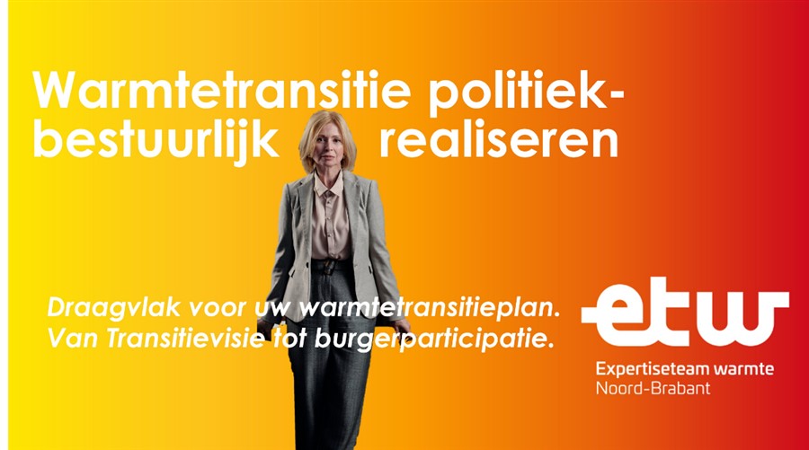 Logo ETW expertiseteam warmte Noord-Brabant Warmtetransitie politiek bestuurlijk realiseren met vrouw in midden